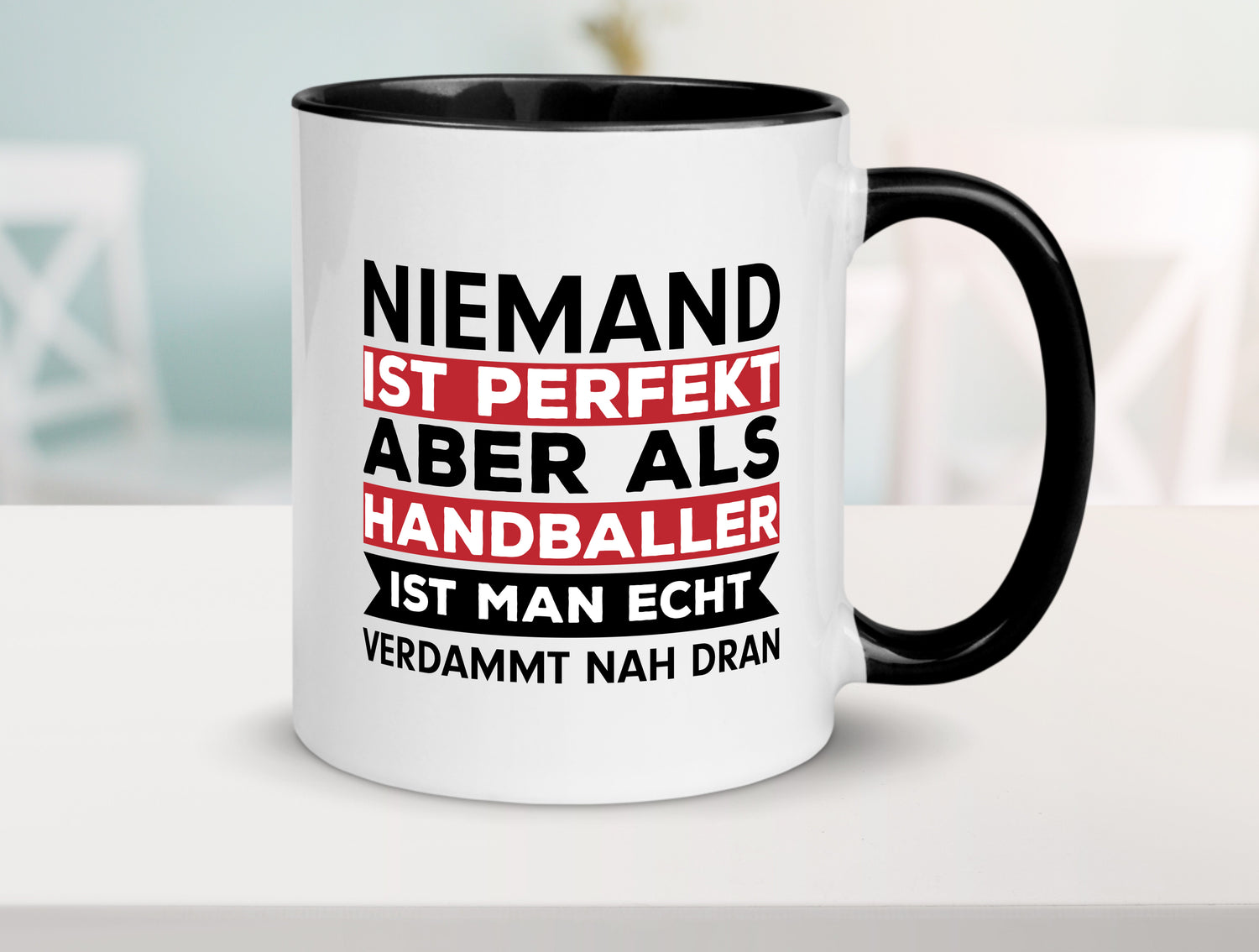 Perfekter Handballer | Handball Tasse | Ballsport Tasse Weiß - Schwarz - Kaffeetasse / Geschenk / Familie