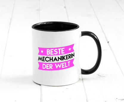 Beste Mechanikerin | KFZ Tasse Weiß - Schwarz - Kaffeetasse / Geschenk / Familie