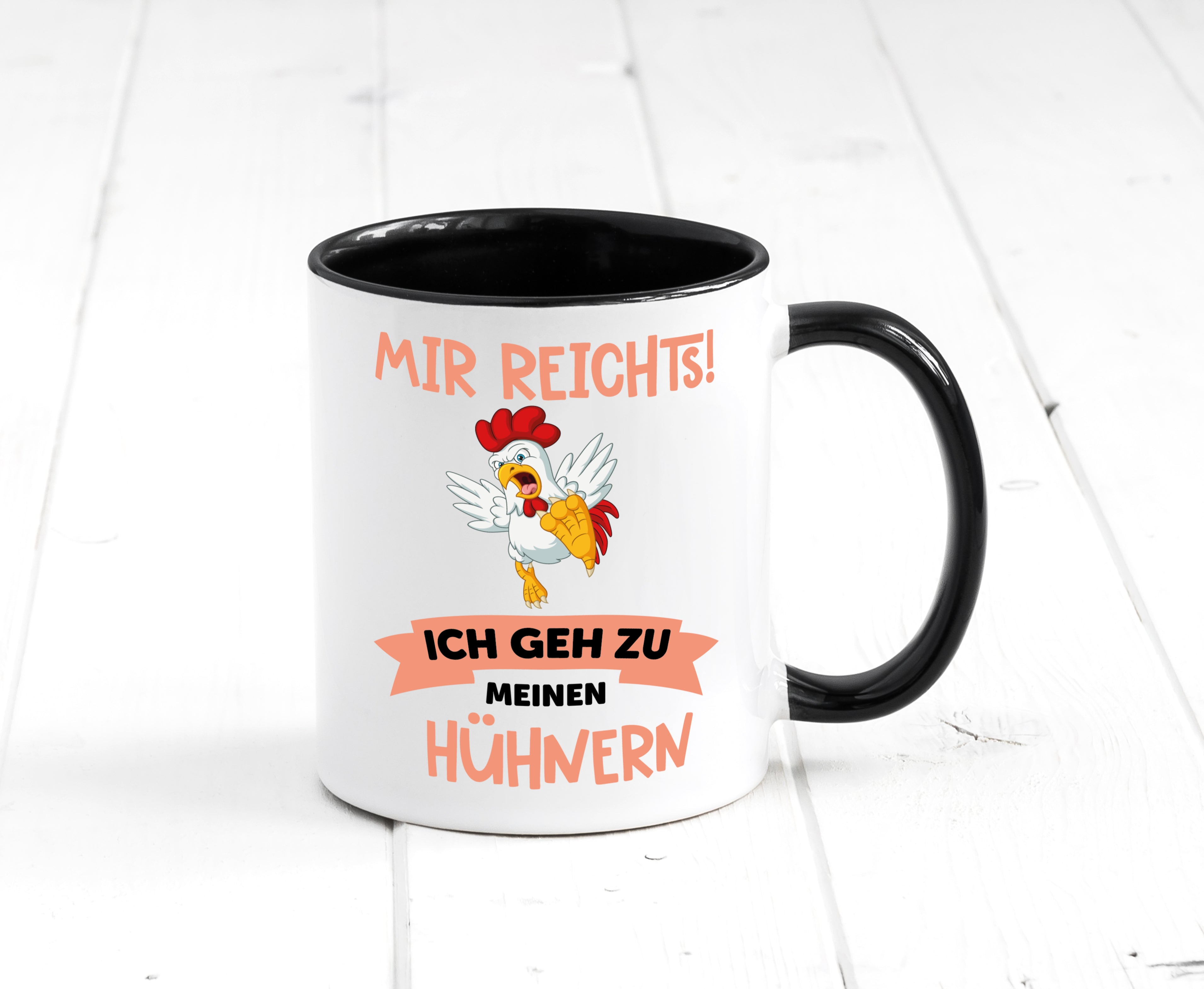 Meine Hühner | Bauernhof | Stall | lustig | Bauer Tasse Weiß - Schwarz - Kaffeetasse / Geschenk / Familie