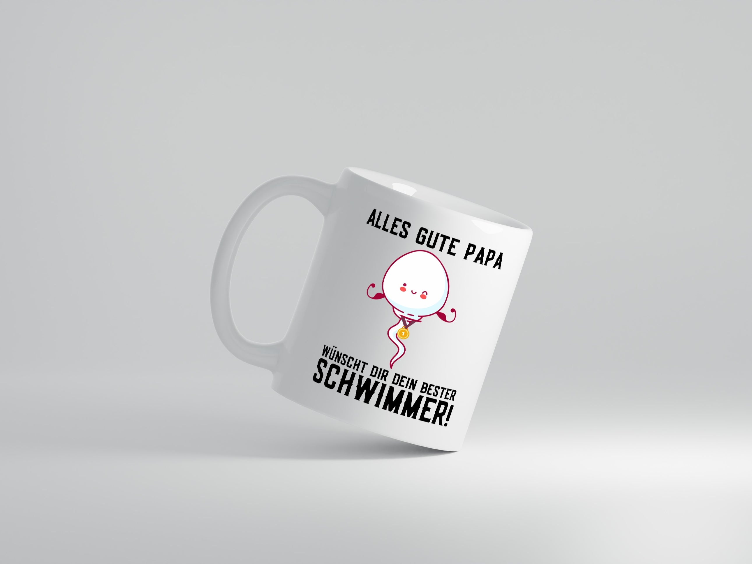 Alles Gute Papa | Vatertag | Bester Schwimmer | Medaille - Tasse Weiß - Kaffeetasse / Geschenk / Familie