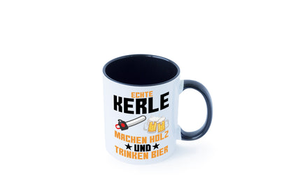 Holz machen und Bier trinken | Holzfäller | Waldarbeiter Tasse Weiß - Schwarz - Kaffeetasse / Geschenk / Familie