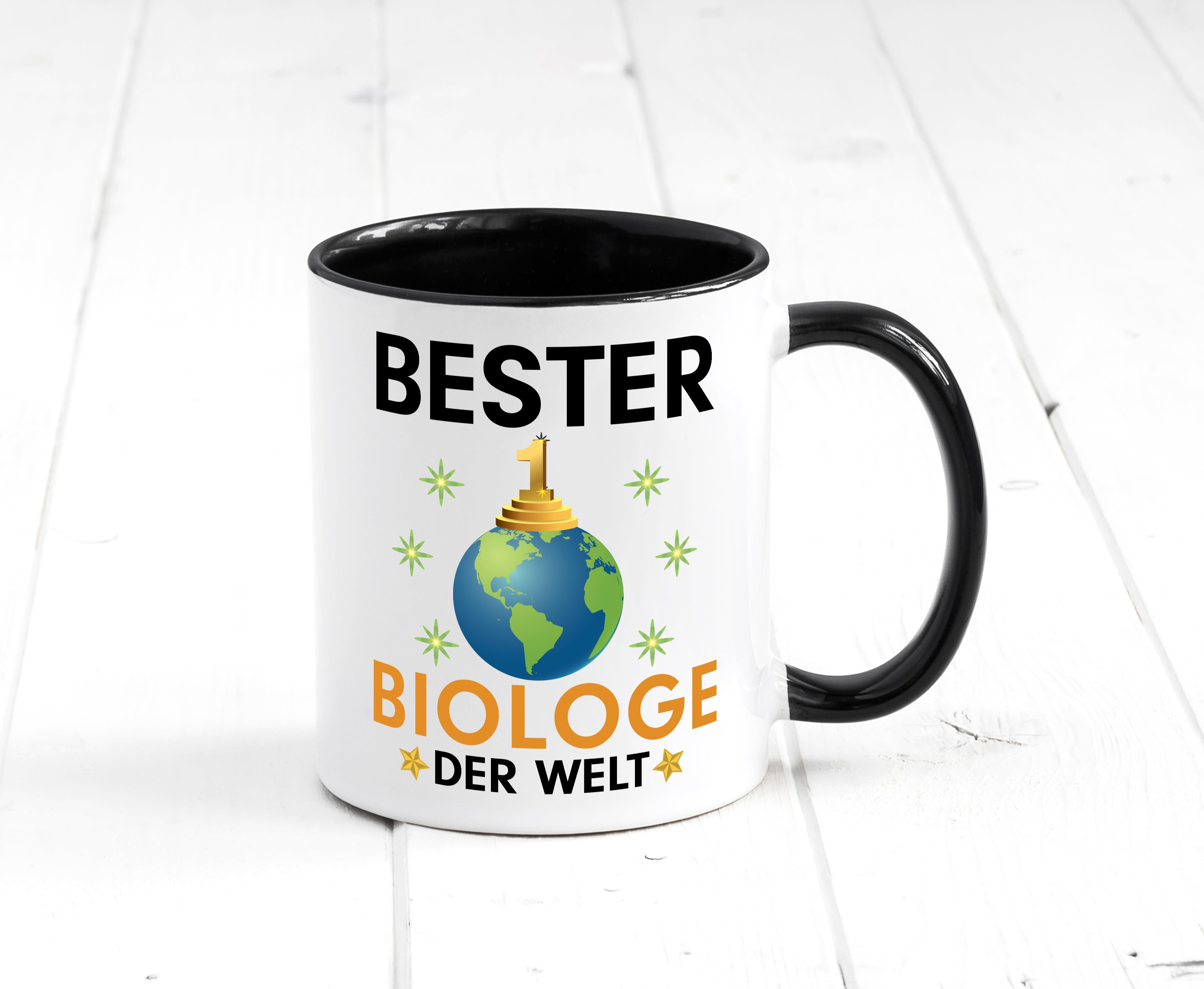 Welt Bester Biologe | Biologie | Naturforscher Tasse Weiß - Schwarz - Kaffeetasse / Geschenk / Familie