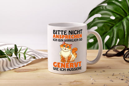 Bitte nicht Ansprechen - Tasse Weiß - Kaffeetasse / Geschenk / Familie