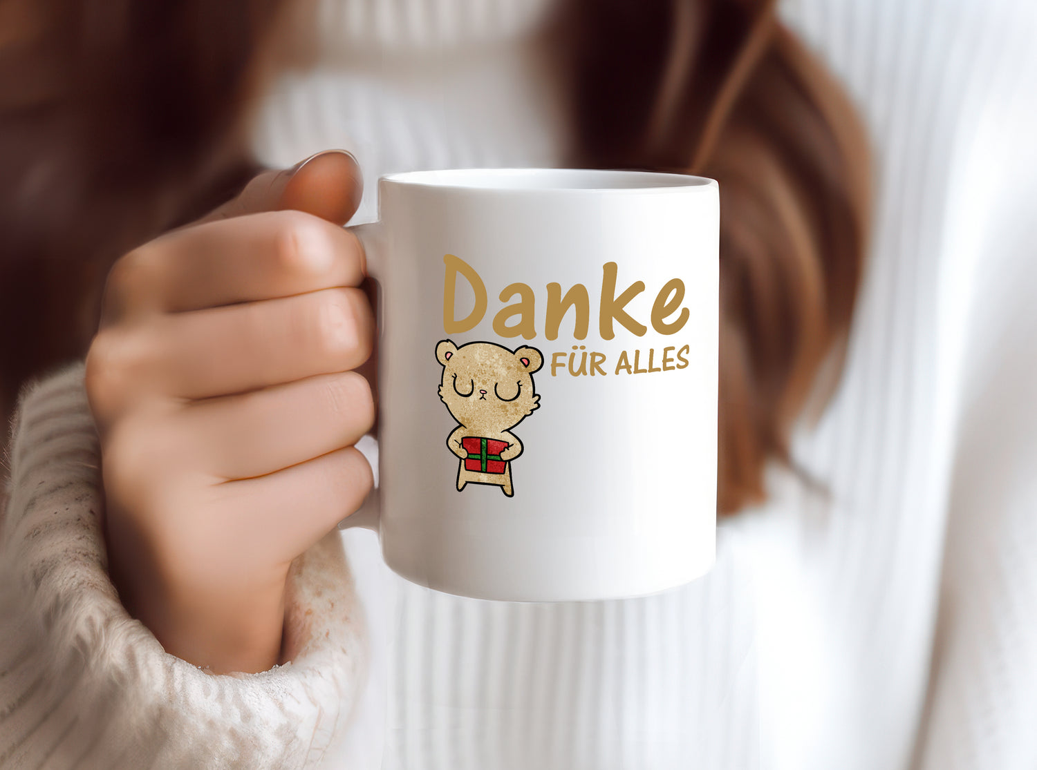 Danke für Alles | Dankeschön Spruch | Bär | Mitbringsel - Tasse Weiß - Kaffeetasse / Geschenk / Familie