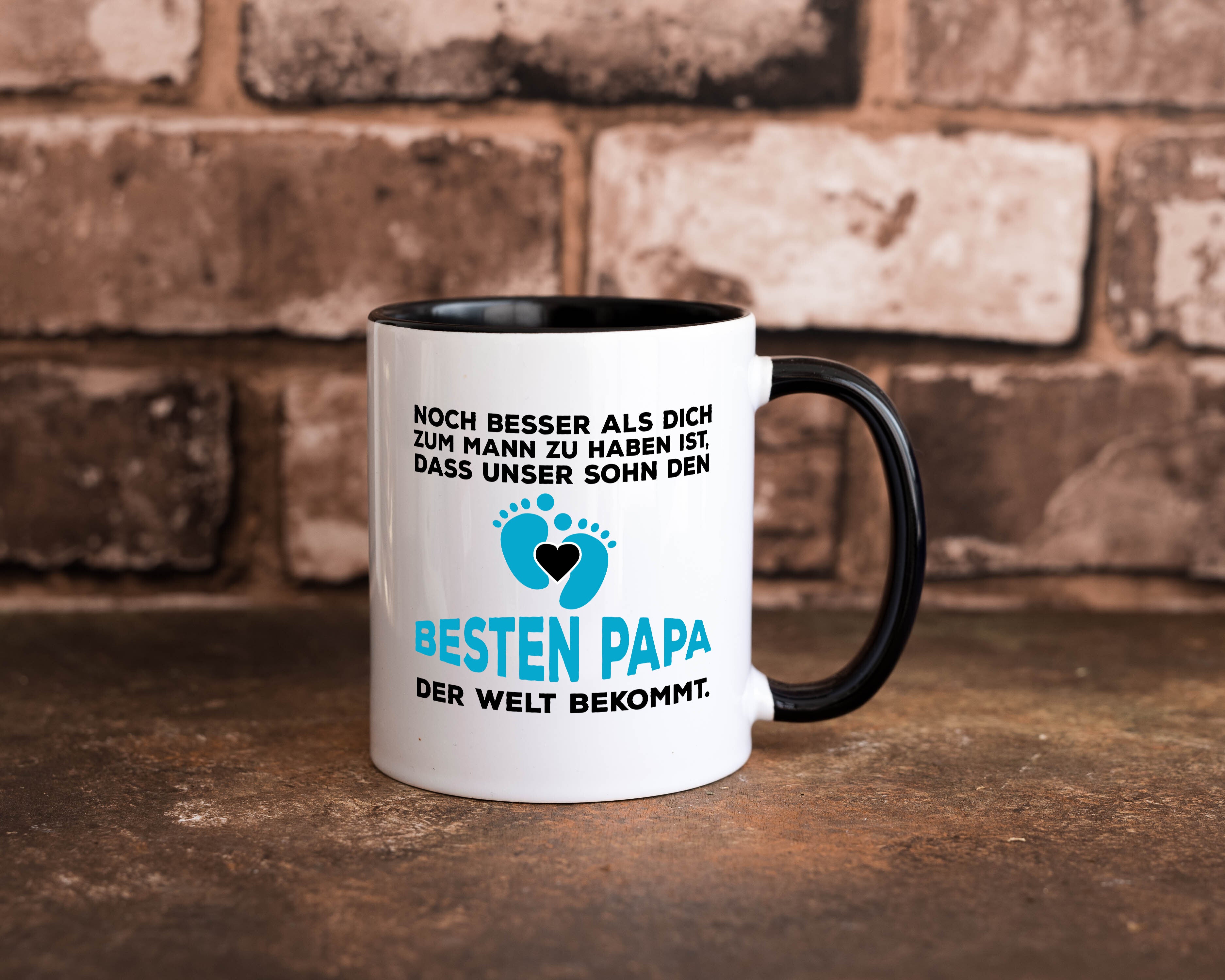 Bester Papa | Vaterschaft Tasse | Schwangerschaft Tasse Weiß - Schwarz - Kaffeetasse / Geschenk / Familie