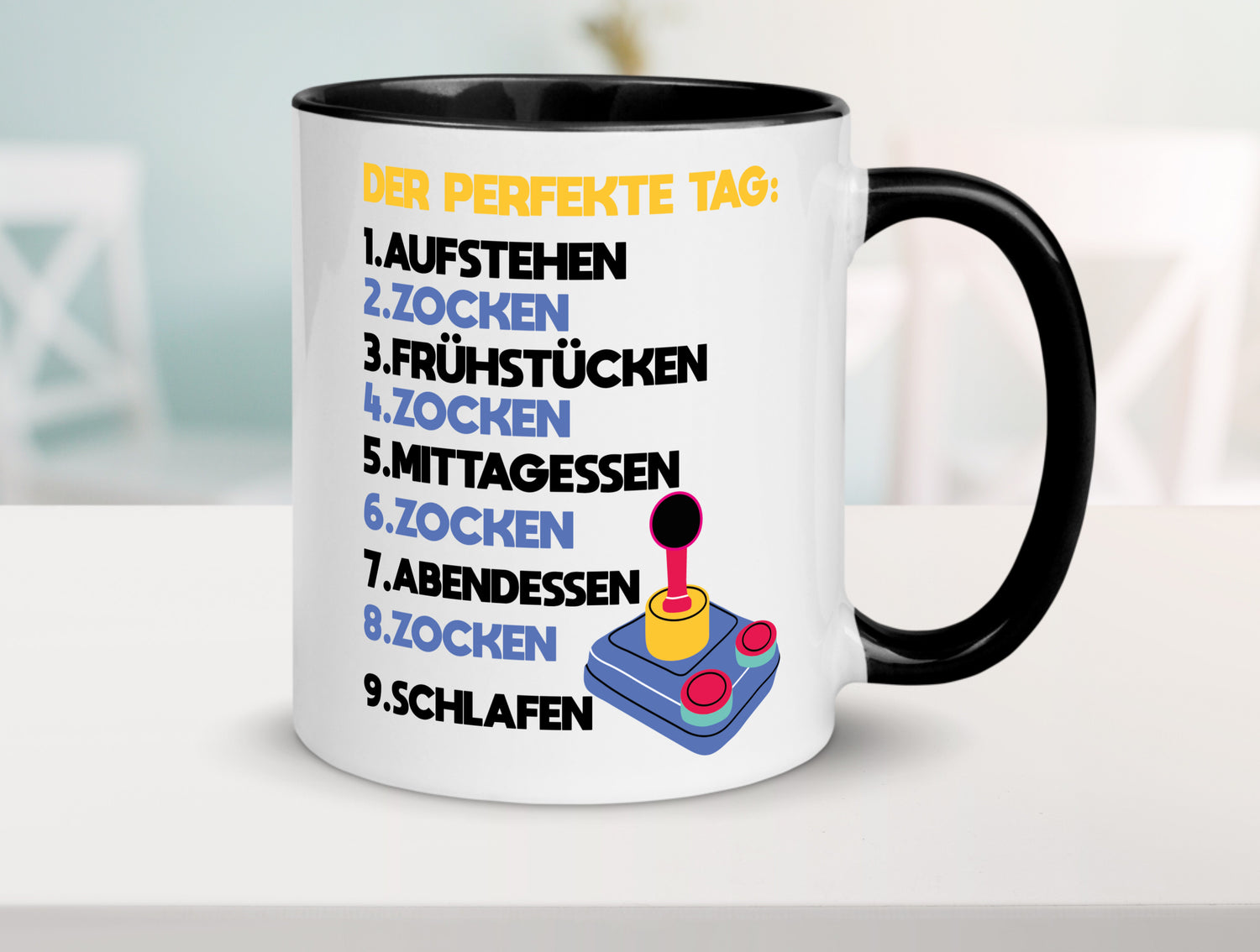 Zocker Spruch | Gamer Tasse | perfekter Tag Liste Tasse Weiß - Schwarz - Kaffeetasse / Geschenk / Familie