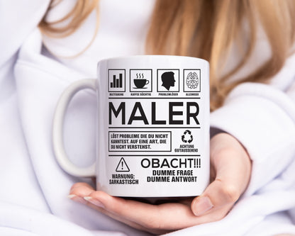 Achtung Probleme Maler | Malerei - Tasse Weiß - Kaffeetasse / Geschenk / Familie