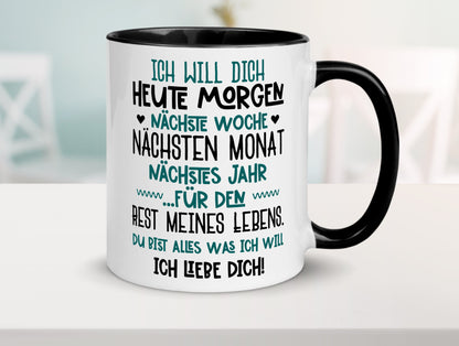 Ich liebe Dich | Tasse romantisch | Beziehung | Liebe Tasse Weiß - Schwarz - Kaffeetasse / Geschenk / Familie