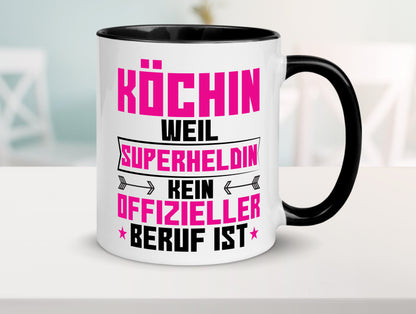 Superheldin Köchin | Chefköchin | Chefkoch Tasse Weiß - Schwarz - Kaffeetasse / Geschenk / Familie