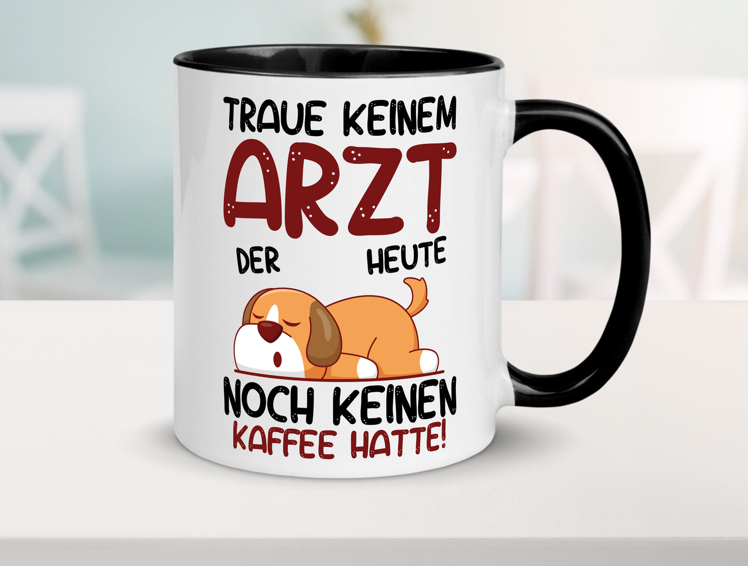 Traue keinem Arzt | Medizin | Doktor | Facharzt Tasse Weiß - Schwarz - Kaffeetasse / Geschenk / Familie