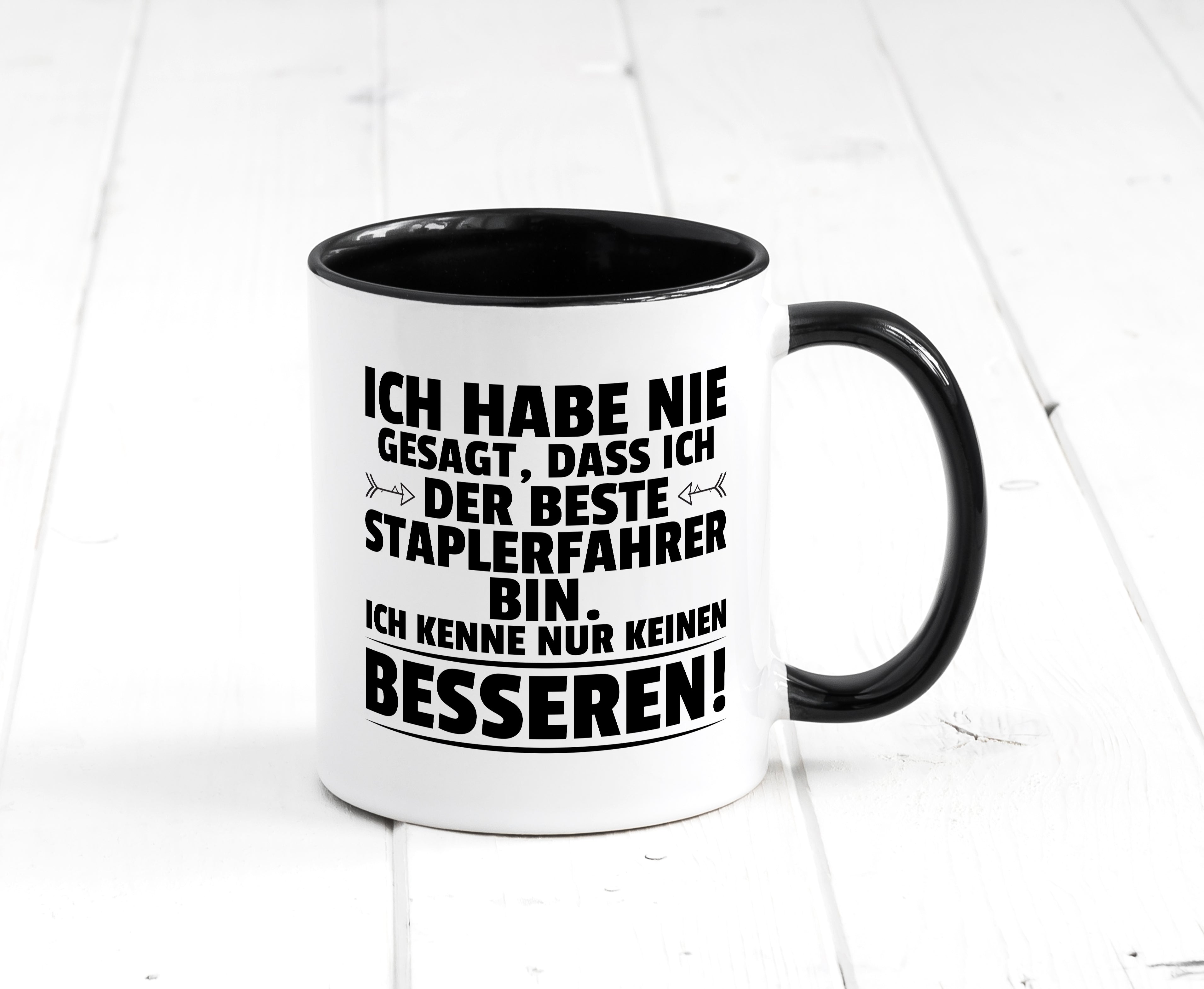 Der Beste Staplerfahrer | Gabelstapler Fahrer Tasse Weiß - Schwarz - Kaffeetasse / Geschenk / Familie