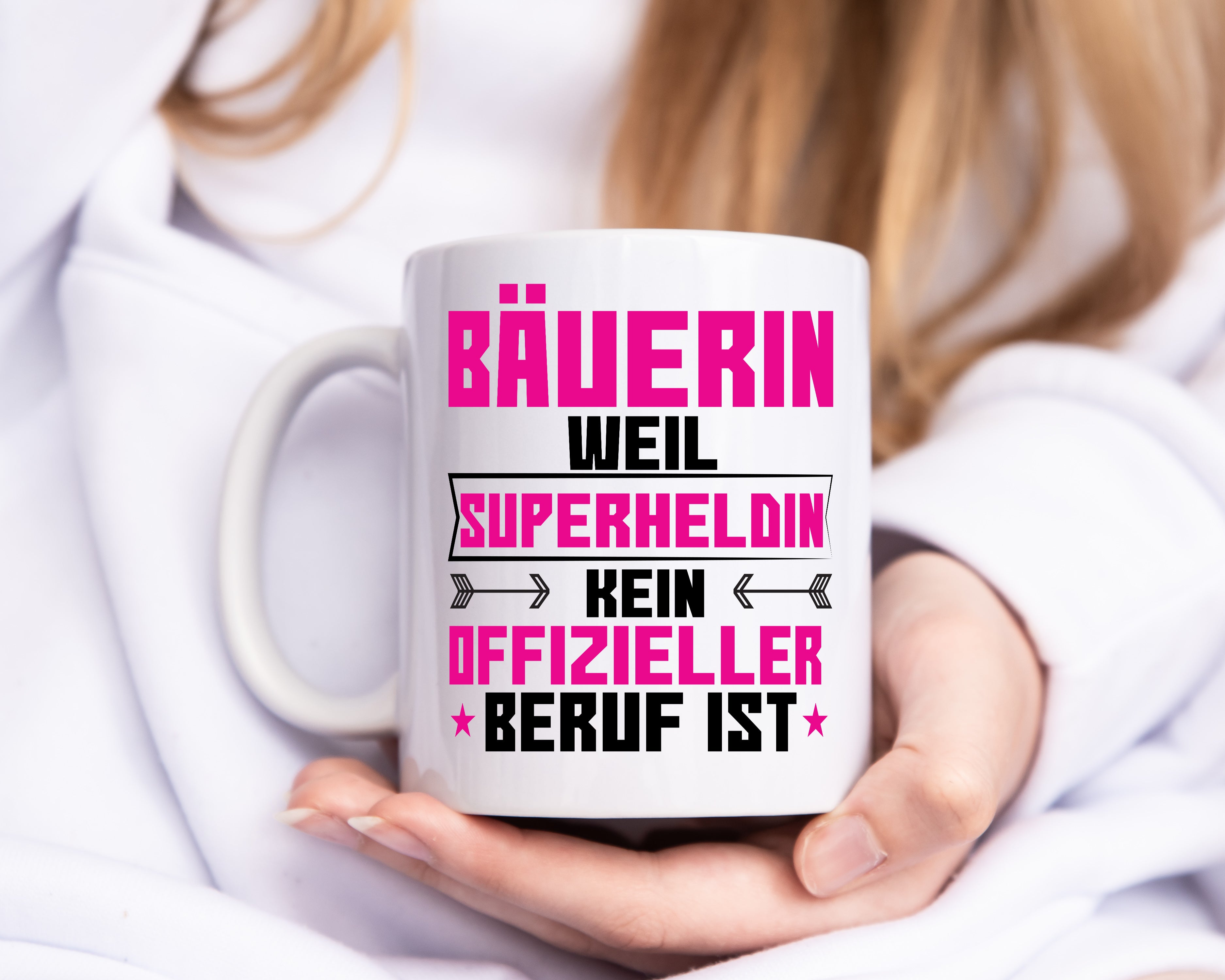 Superheldin Bäuerin | Bauernhof | Landwirtschaft - Tasse Weiß - Kaffeetasse / Geschenk / Familie