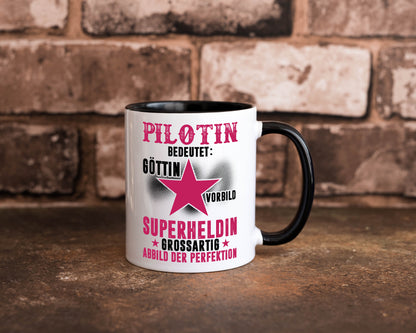 Bedeutung von Pilotin | Definition Piloten Tasse Weiß - Schwarz - Kaffeetasse / Geschenk / Familie