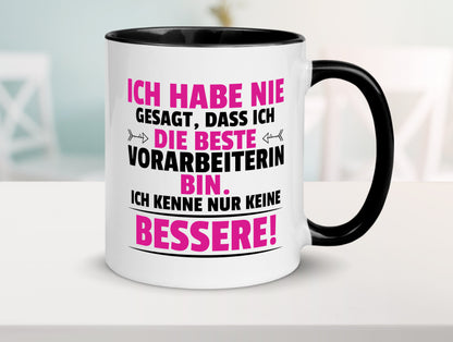 Die Beste Vorarbeiterin | Kollegin | Teamleiter Tasse Weiß - Schwarz - Kaffeetasse / Geschenk / Familie