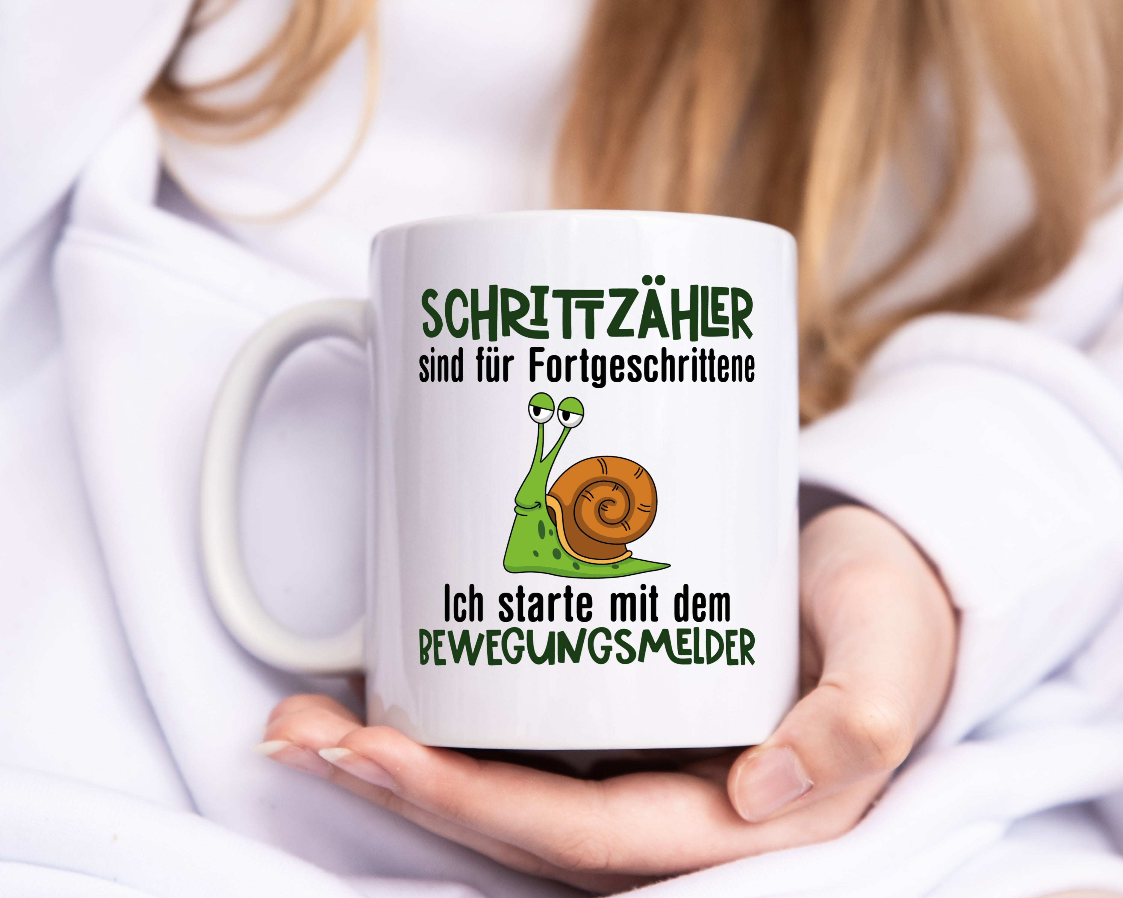 Schrittzähler | Spruchtasse | Sportmuffel | Faulheit - Tasse Weiß - Kaffeetasse / Geschenk / Familie