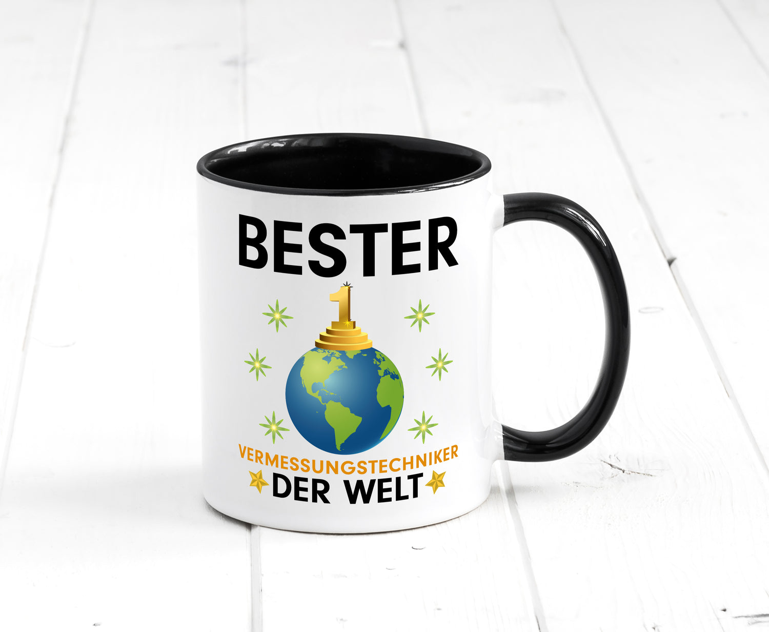 Welt Bester Vermessungstechniker | Techniker Tasse Weiß - Schwarz - Kaffeetasse / Geschenk / Familie