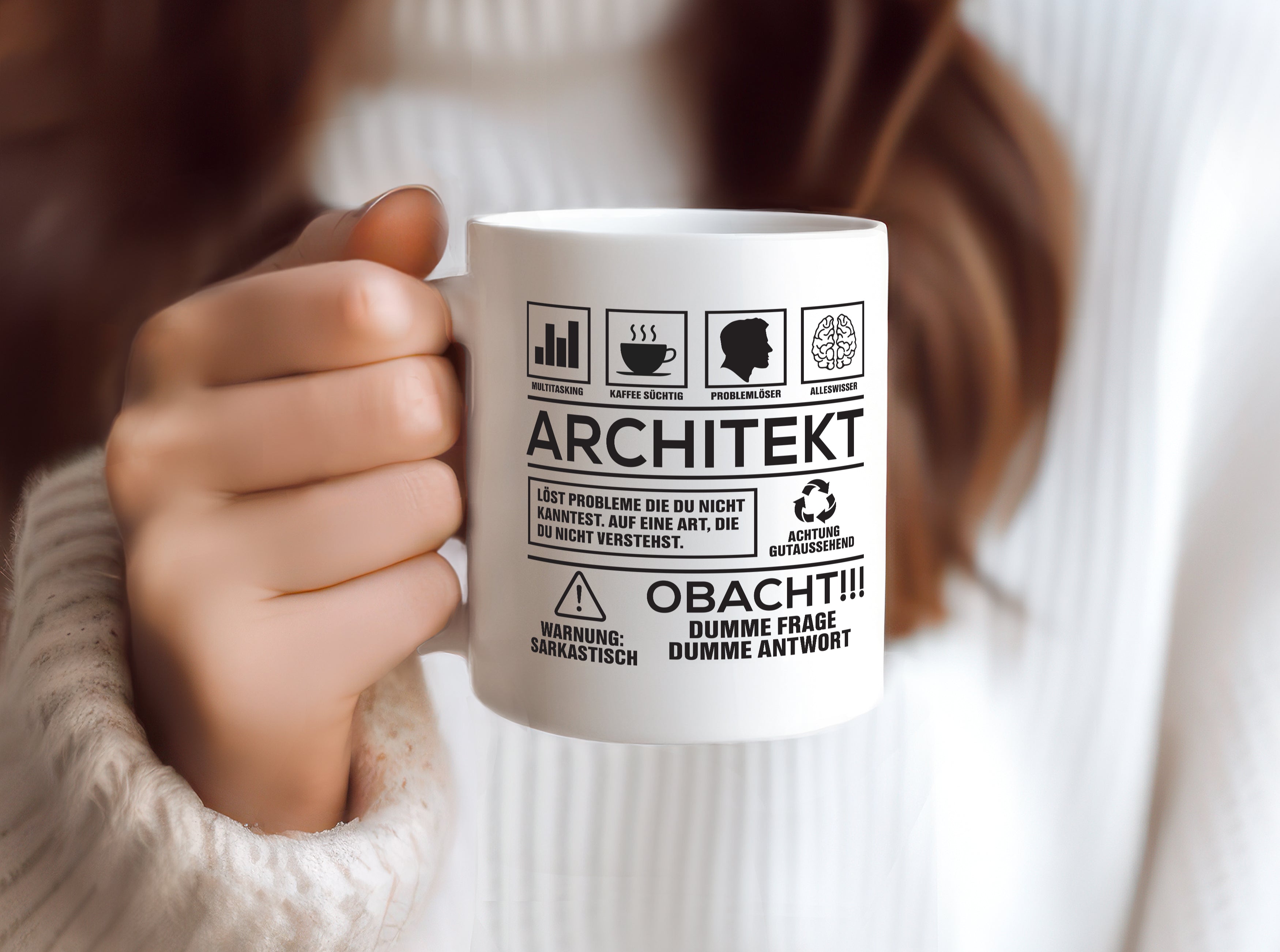 Achtung Probleme Architekt | Architektur Büro - Tasse Weiß - Kaffeetasse / Geschenk / Familie