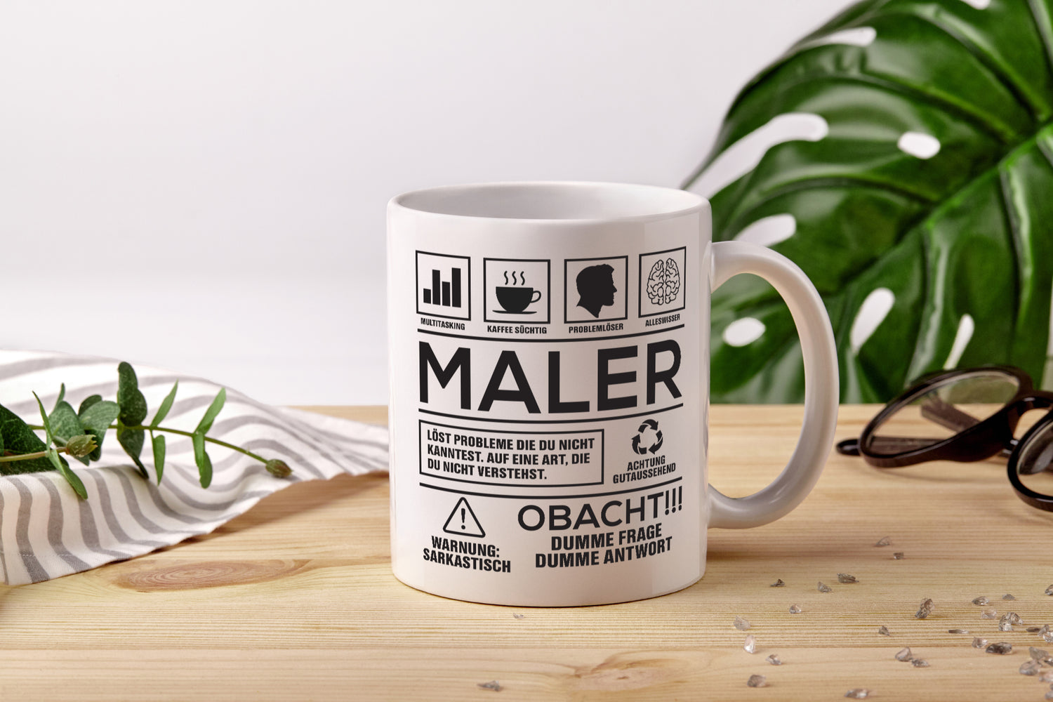 Achtung Probleme Maler | Malerei - Tasse Weiß - Kaffeetasse / Geschenk / Familie