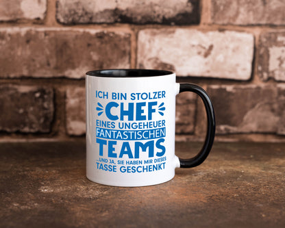 Stolzer Chef | Vorgesetzter Tasse | fantastisches Team Tasse Weiß - Schwarz - Kaffeetasse / Geschenk / Familie