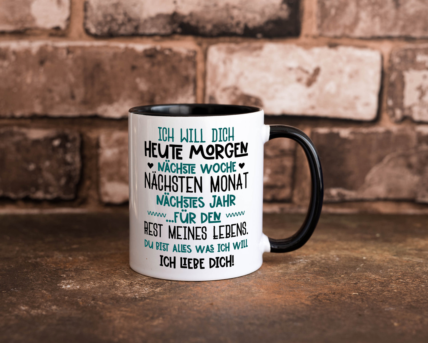 Ich liebe Dich | Tasse romantisch | Beziehung | Liebe Tasse Weiß - Schwarz - Kaffeetasse / Geschenk / Familie