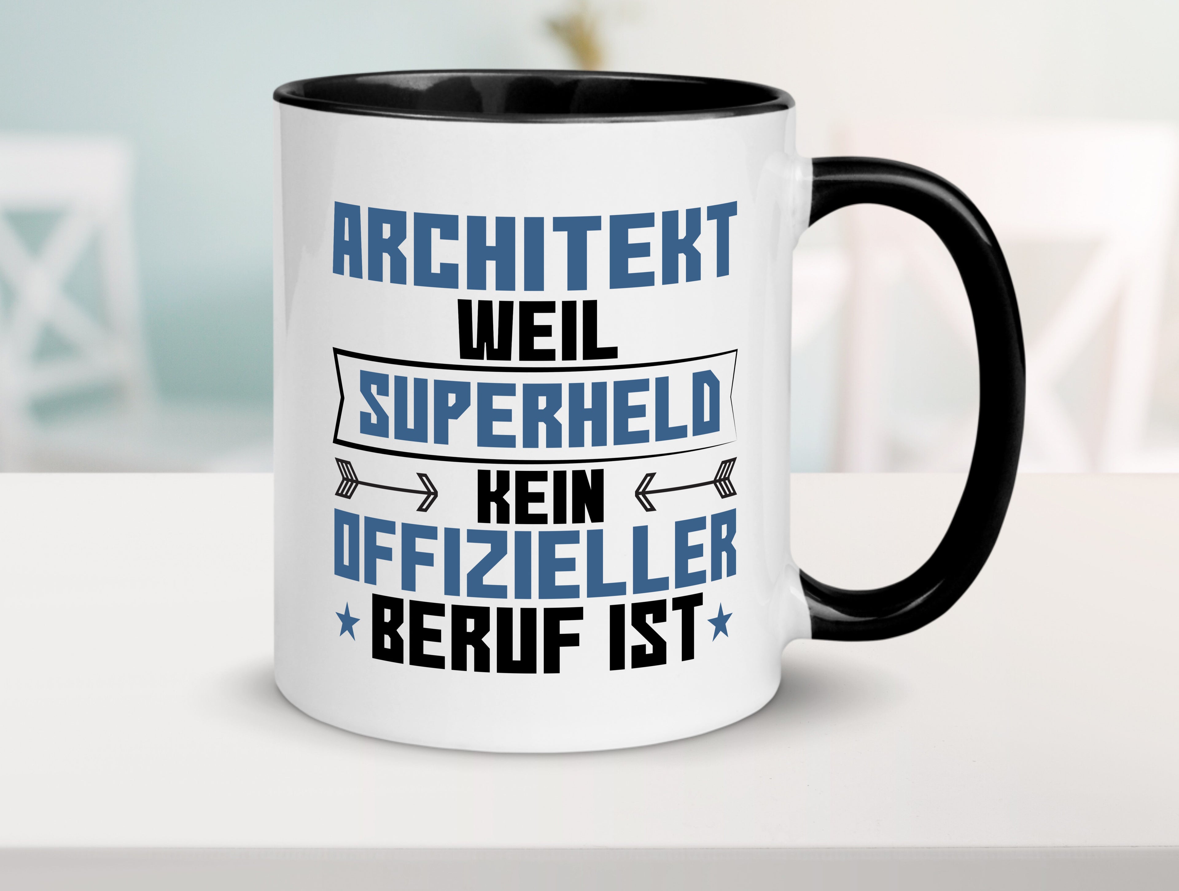 Superheld Architekt | Architektur Büro Tasse Weiß - Schwarz - Kaffeetasse / Geschenk / Familie