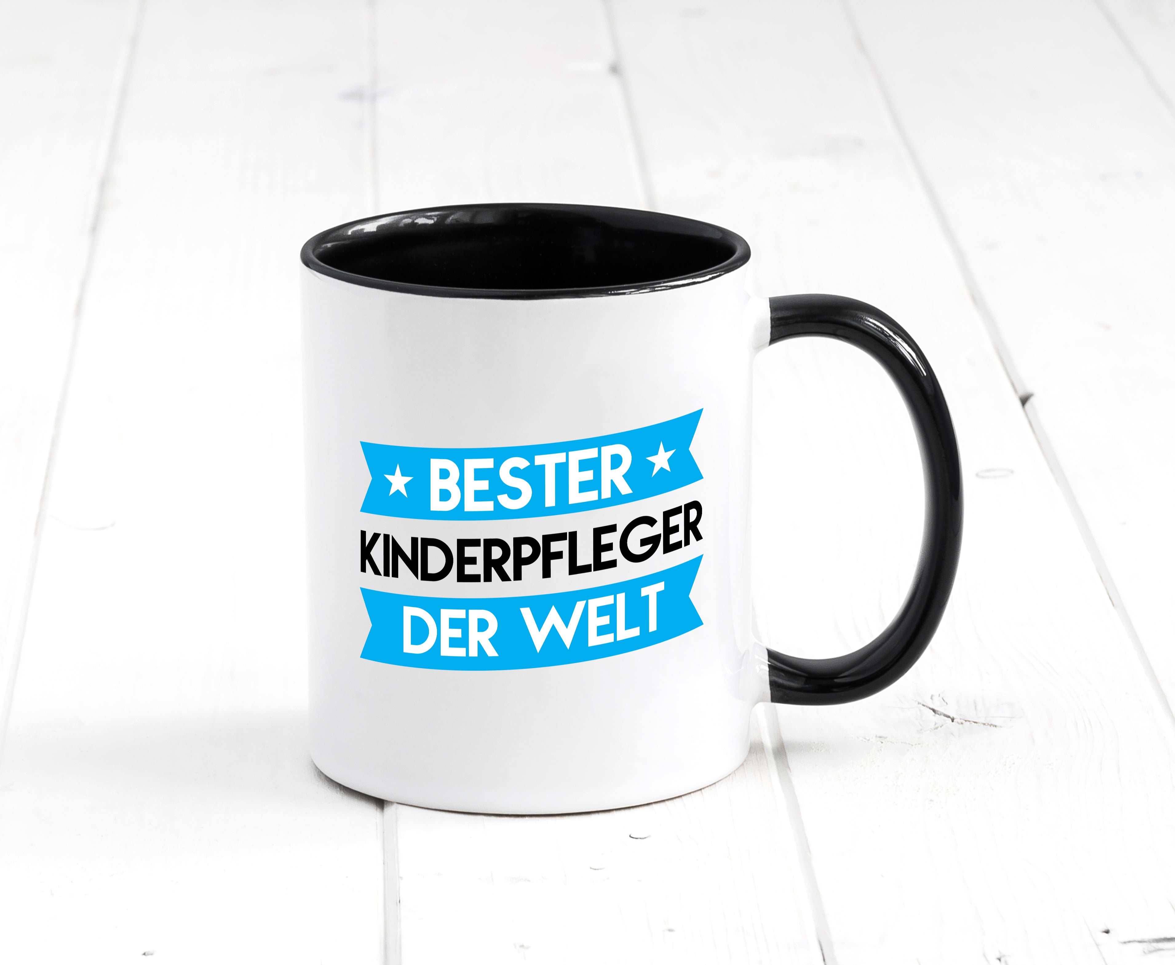 Bester Kinderpfleger | Pfleger | Kinder | Pflegeberuf Tasse Weiß - Schwarz - Kaffeetasse / Geschenk / Familie