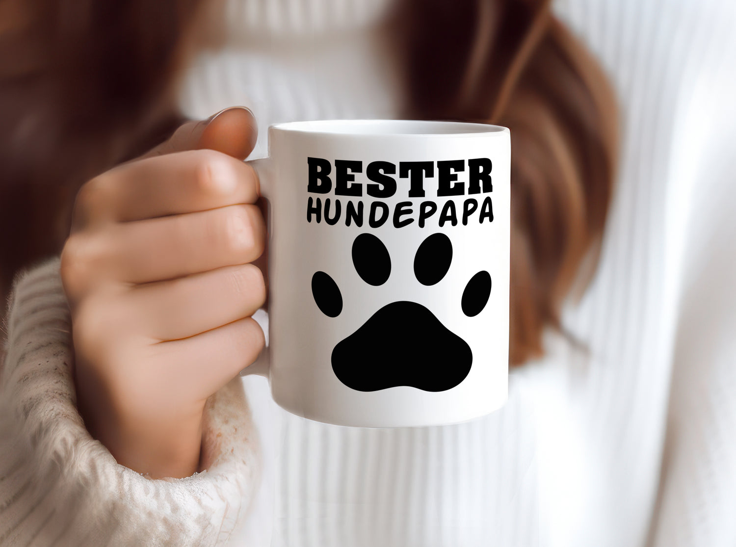 Bester Hundepapa | Hundebesitzer Tasse | Pfotenabdruck - Tasse Weiß - Kaffeetasse / Geschenk / Familie