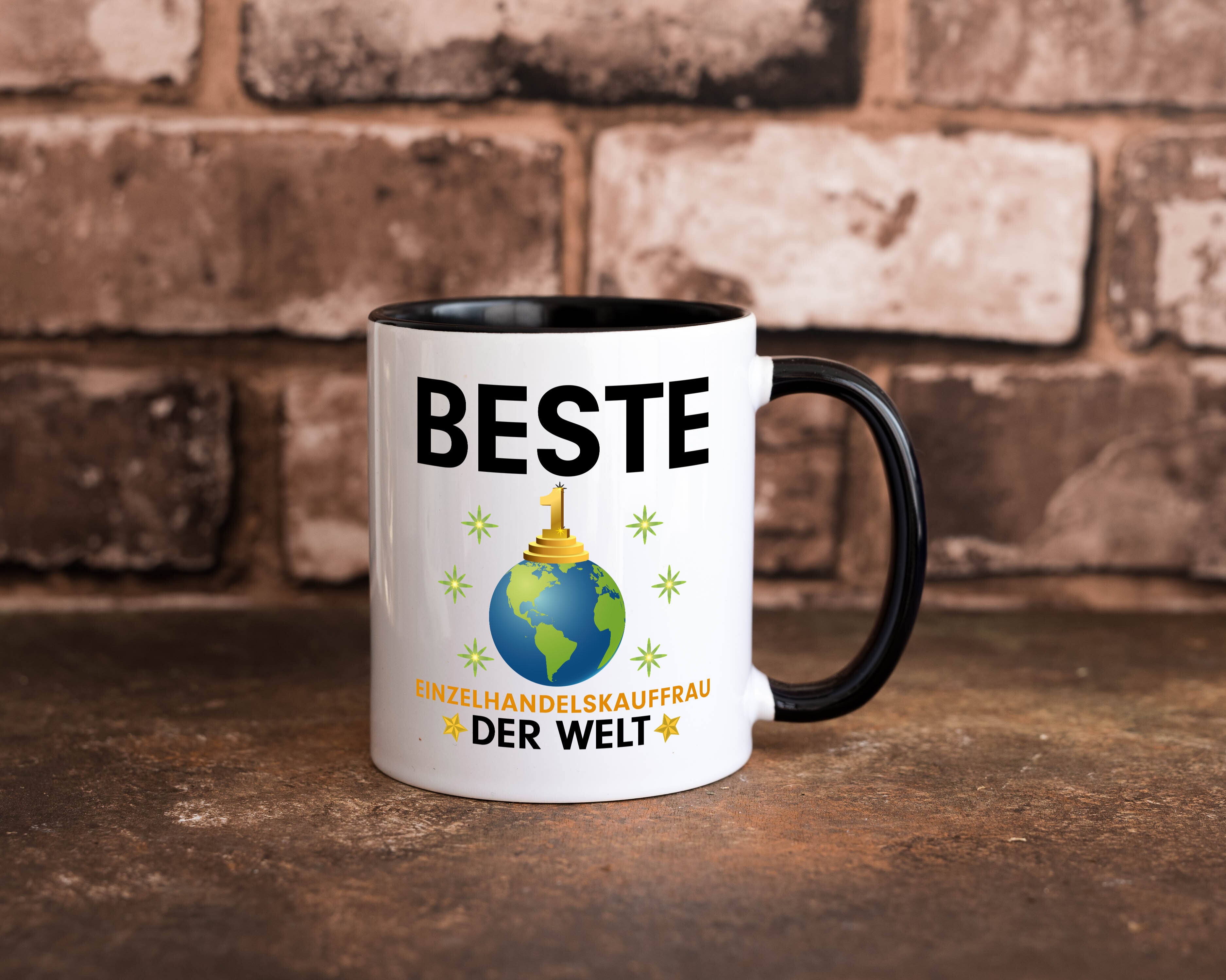 Welt Beste Einzelhandelskauffrau | Einzelhandel Tasse Weiß - Schwarz - Kaffeetasse / Geschenk / Familie