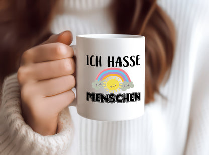 Ich hasse Menschen | Kinder Zeichnung | Zyniker Tasse - Tasse Weiß - Kaffeetasse / Geschenk / Familie