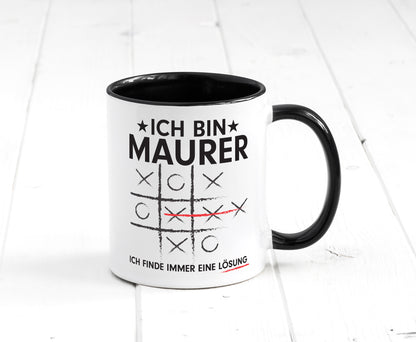 Löse Probleme: Maurer | Bau | Handwerker Tasse Weiß - Schwarz - Kaffeetasse / Geschenk / Familie