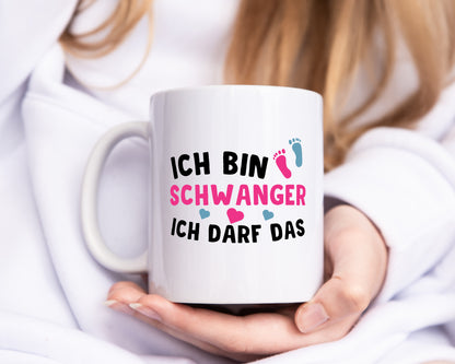 Ich bin schwanger | Nachwuchs Tasse | lustiger Spruch - Tasse Weiß - Kaffeetasse / Geschenk / Familie