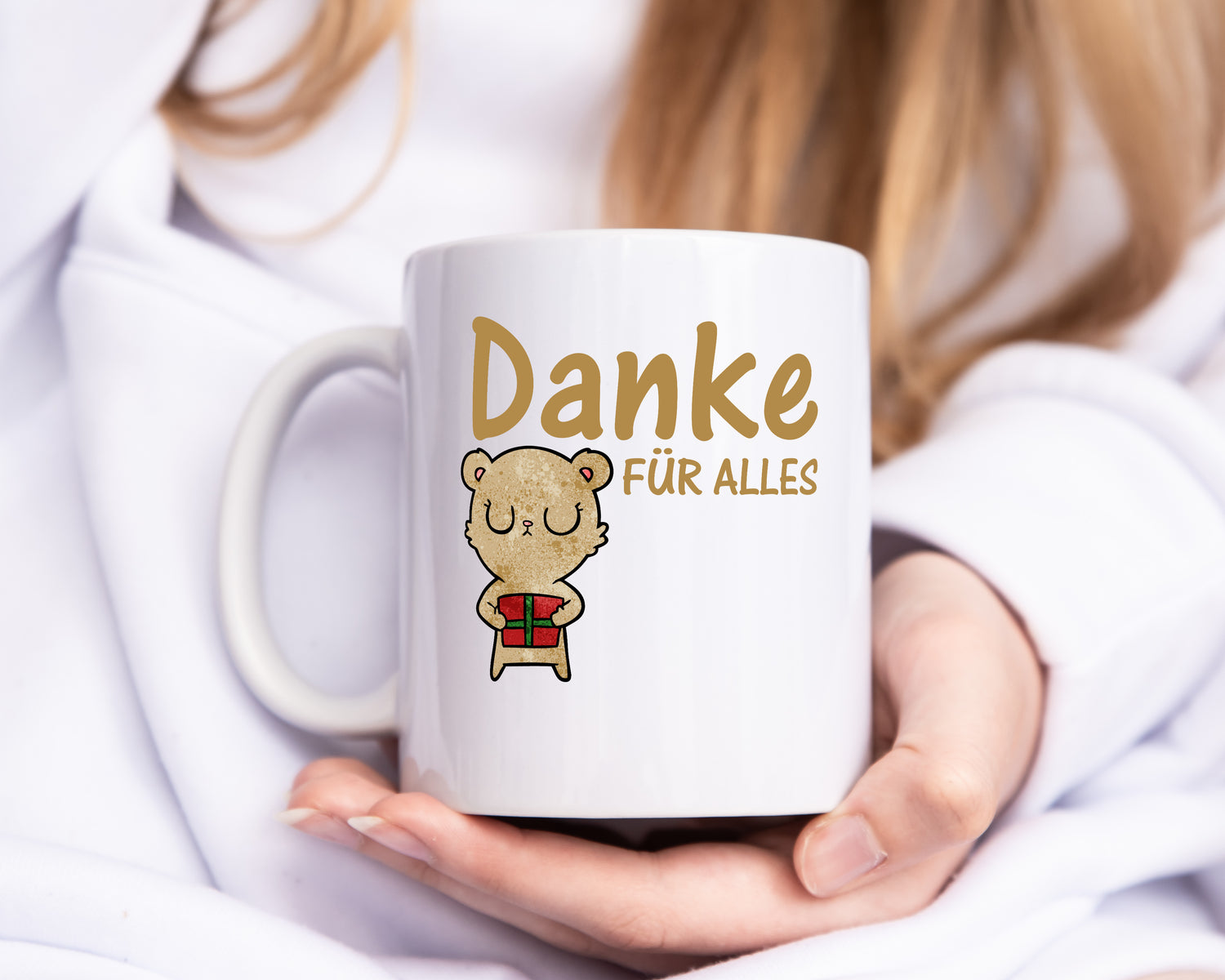 Danke für Alles | Dankeschön Spruch | Bär | Mitbringsel - Tasse Weiß - Kaffeetasse / Geschenk / Familie