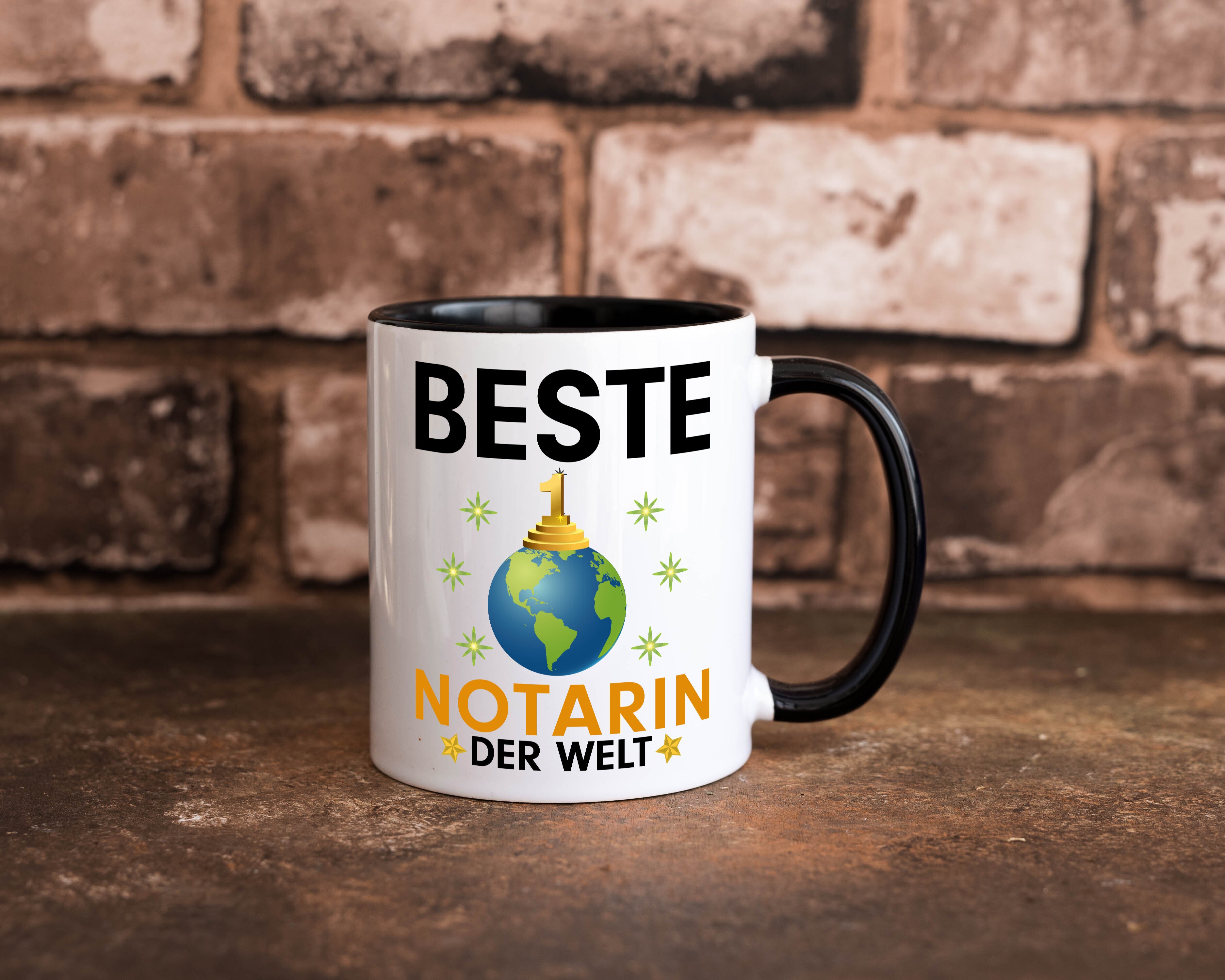 Welt Beste Notarin | Juristin Tasse Weiß - Schwarz - Kaffeetasse / Geschenk / Familie