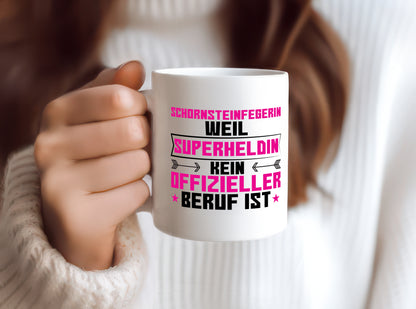 Superheldin Schornsteinfegerin | Kaminkehrer | Handwerk - Tasse Weiß - Kaffeetasse / Geschenk / Familie