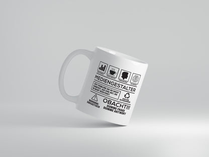 Achtung Probleme Mediengestalter | Medien - Tasse Weiß - Kaffeetasse / Geschenk / Familie