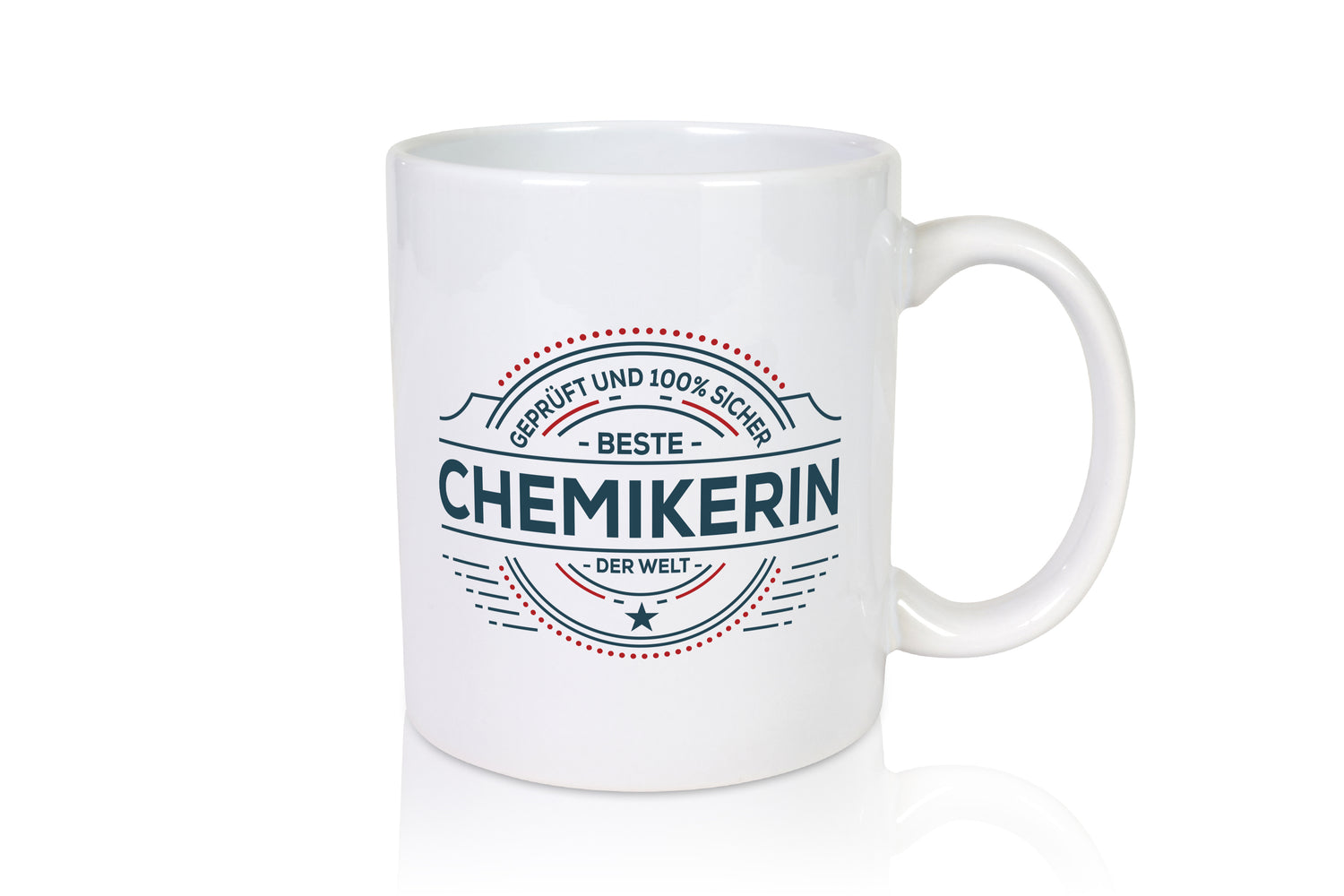 Geprüft und sicher: Chemikerin | Chemie | Labor - Tasse Weiß - Kaffeetasse / Geschenk / Familie
