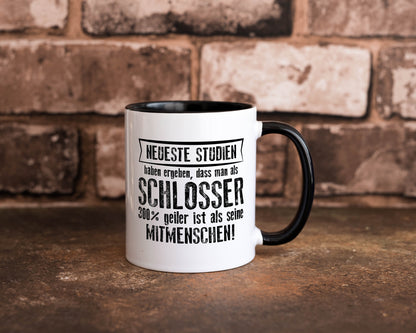 Neuste Studien: Schlosser | Beruf Schlosserei Tasse Weiß - Schwarz - Kaffeetasse / Geschenk / Familie