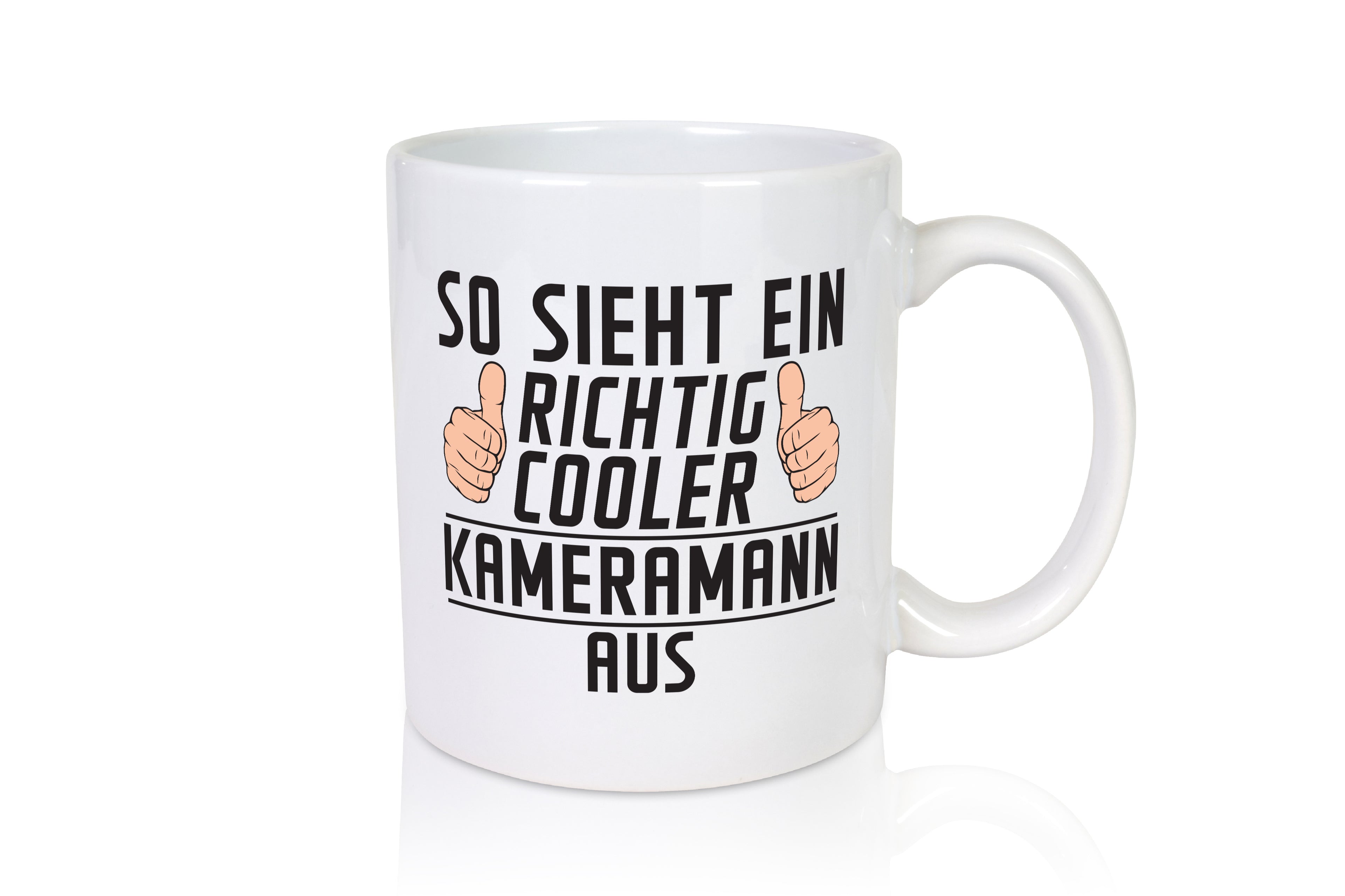 Richtig Cooler Kameramann | Kamera - Tasse Weiß - Kaffeetasse / Geschenk / Familie