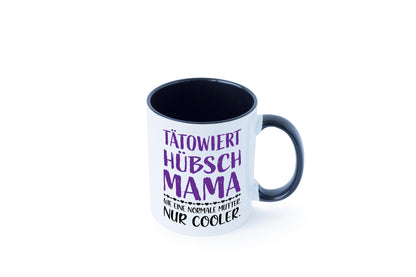 Tätowiert Mama hübsch, cool | Herzen Tasse Weiß - Schwarz - Kaffeetasse / Geschenk / Familie