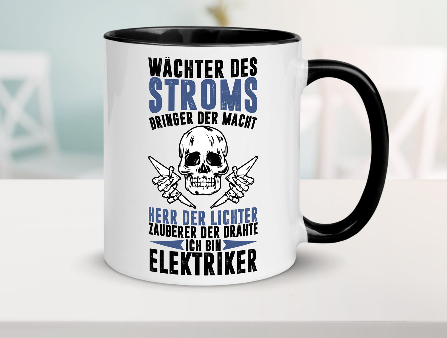 Ich bin Elektriker Tasse Weiß - Schwarz - Kaffeetasse / Geschenk / Familie