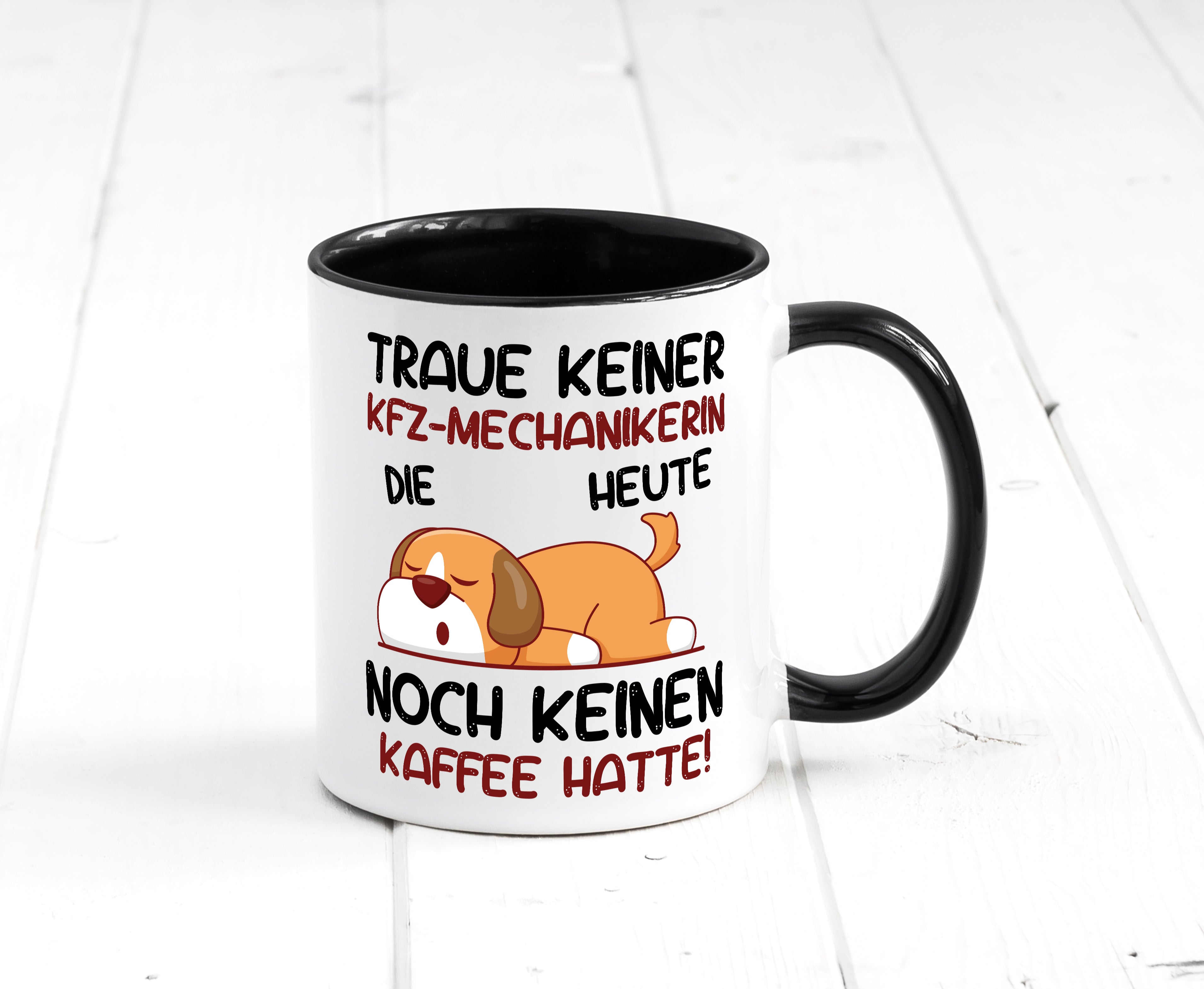 Traue keiner KFZ-Mechanikerin | Mechaniker | KFZ Tasse Weiß - Schwarz - Kaffeetasse / Geschenk / Familie