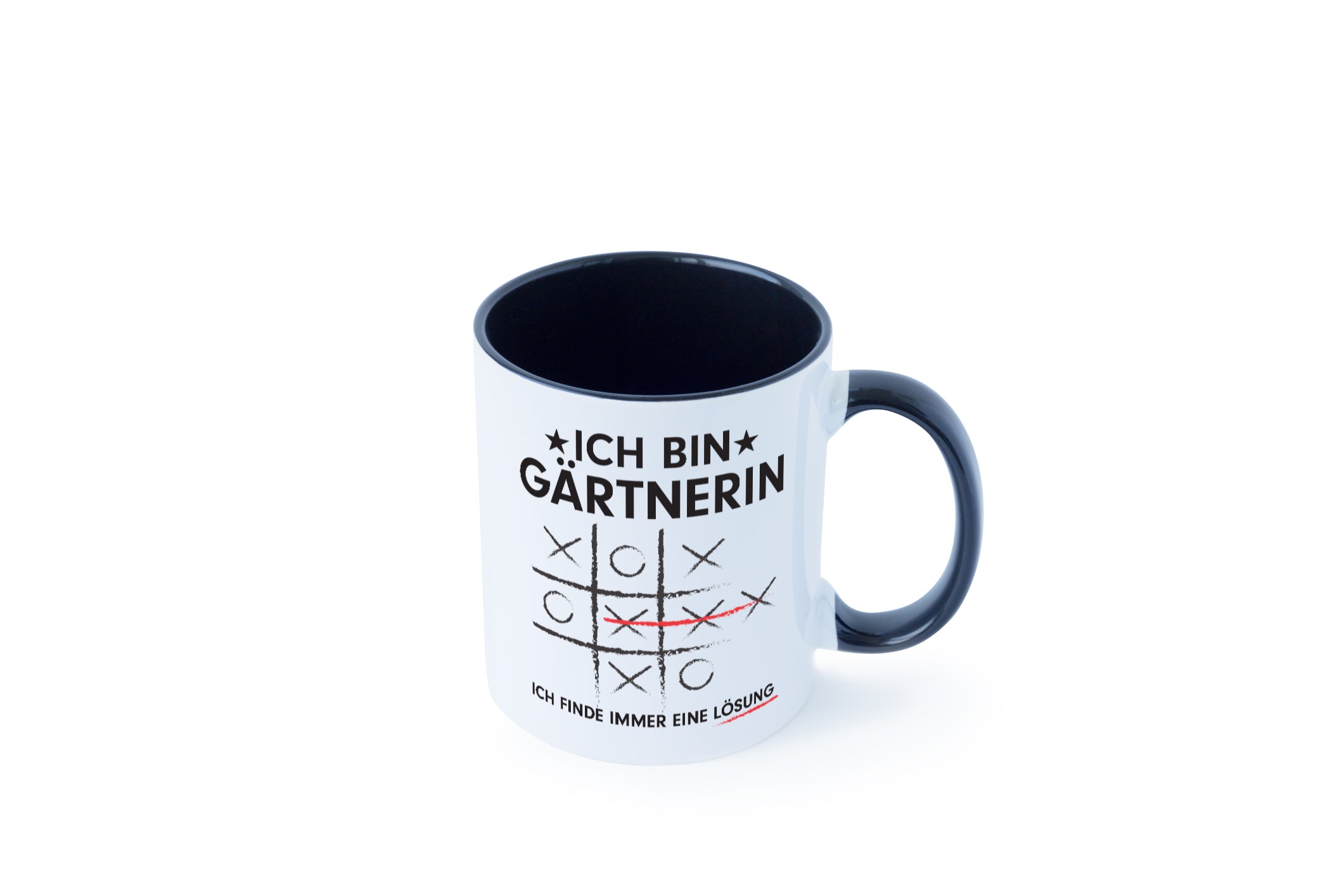 Lösung Finden: Gärtnerin | Gartenbau Tasse Weiß - Schwarz - Kaffeetasse / Geschenk / Familie