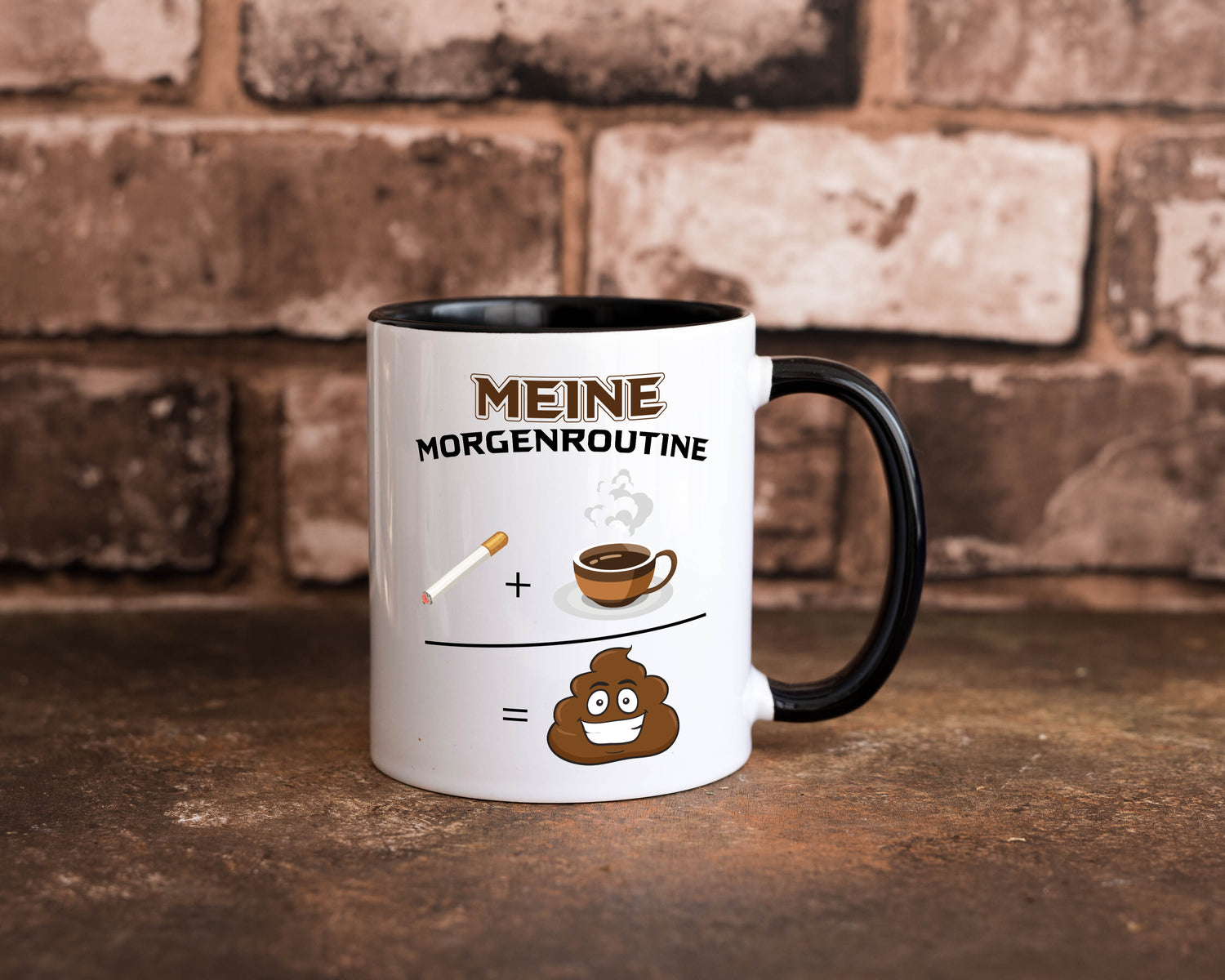 Meine Morgenroutine Tasse Weiß - Schwarz - Kaffeetasse / Geschenk / Familie