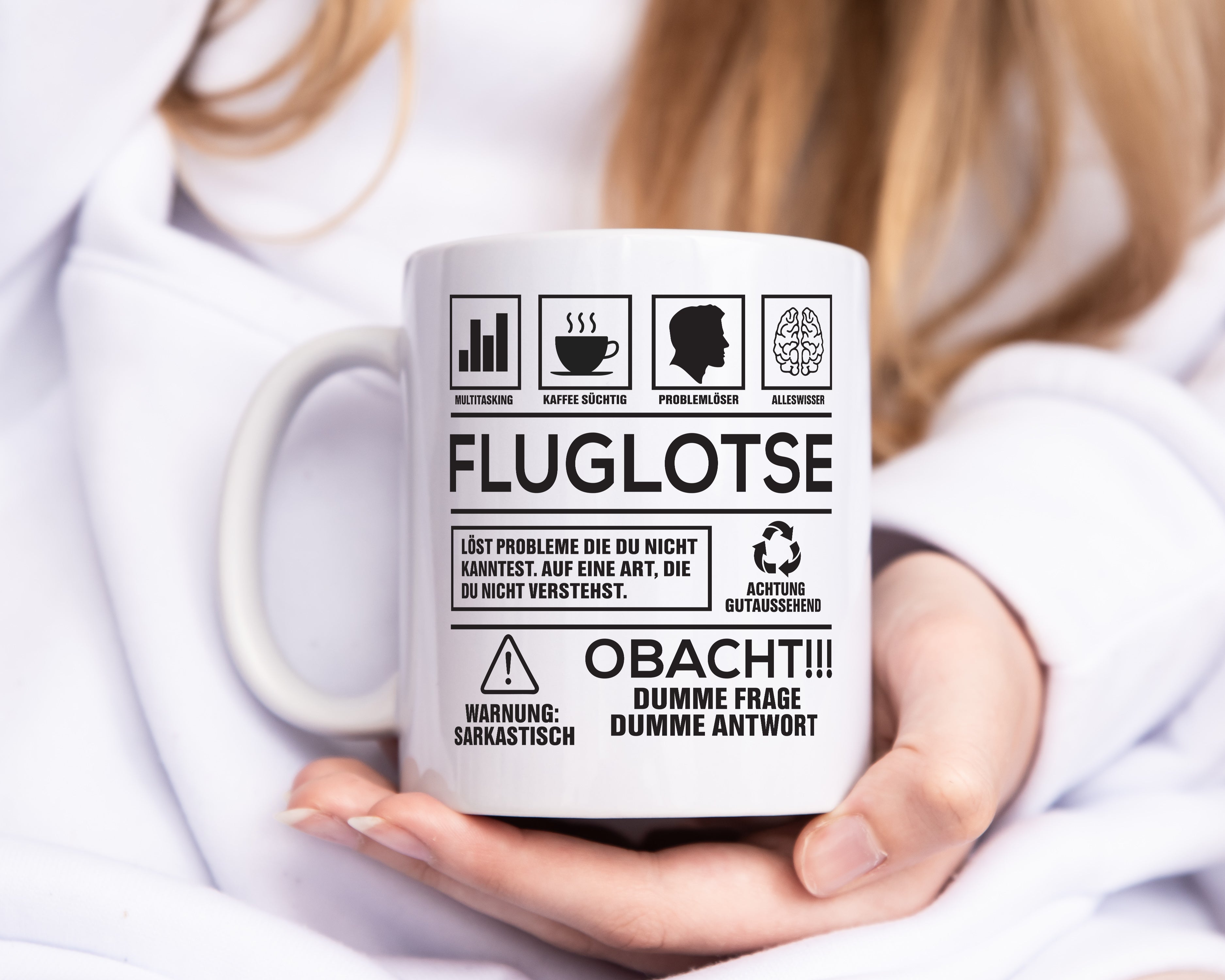 Achtung Probleme Fluglotse | Flugverkehr | Flughafen - Tasse Weiß - Kaffeetasse / Geschenk / Familie