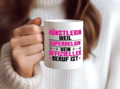 Superheldin Künstlerin | lustig | Kunst - Tasse Weiß - Kaffeetasse / Geschenk / Familie