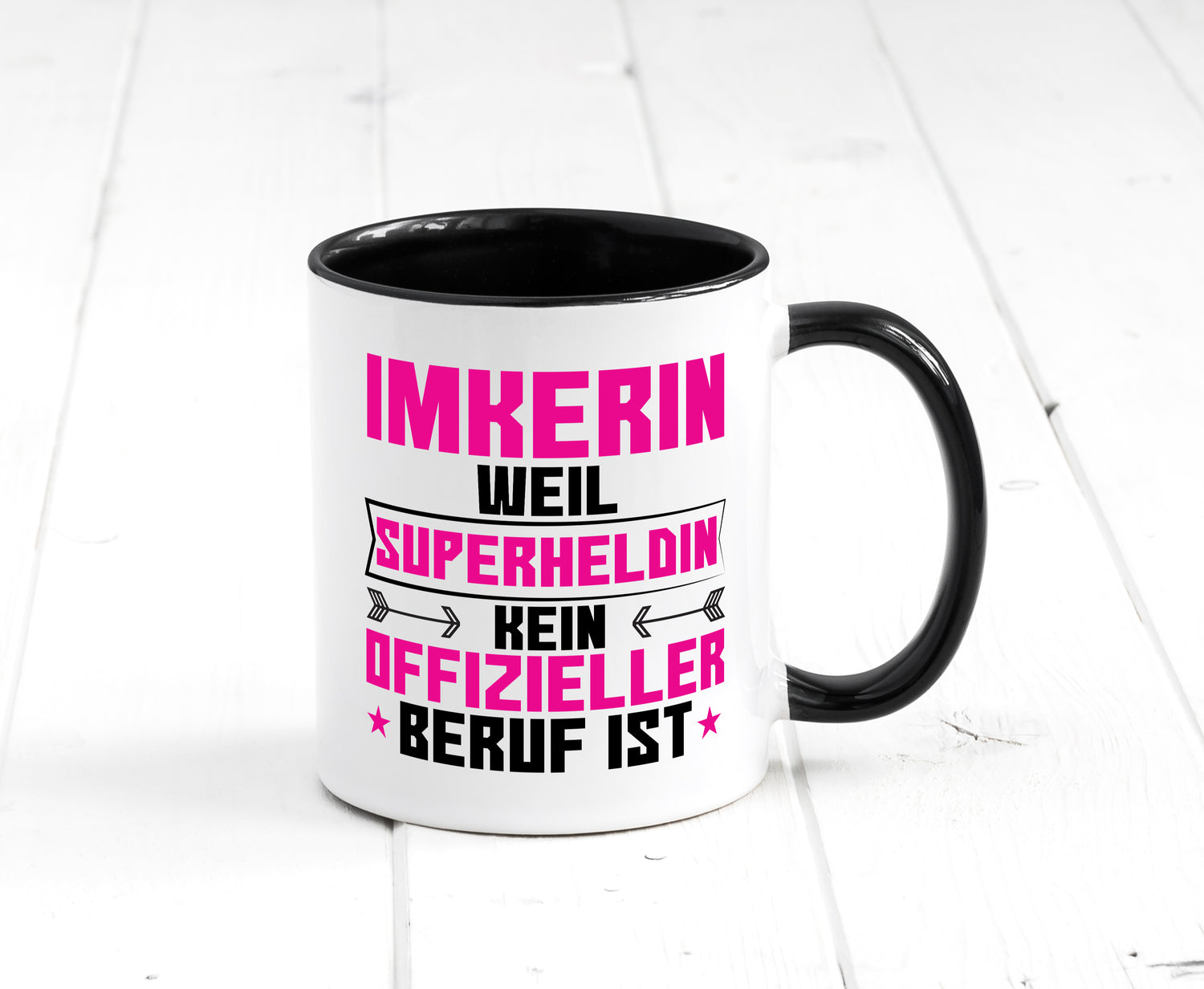 Superheldin Imkerin | Imkerei Tasse Weiß - Schwarz - Kaffeetasse / Geschenk / Familie