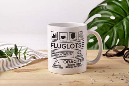 Achtung Probleme Fluglotse | Flugverkehr | Flughafen - Tasse Weiß - Kaffeetasse / Geschenk / Familie