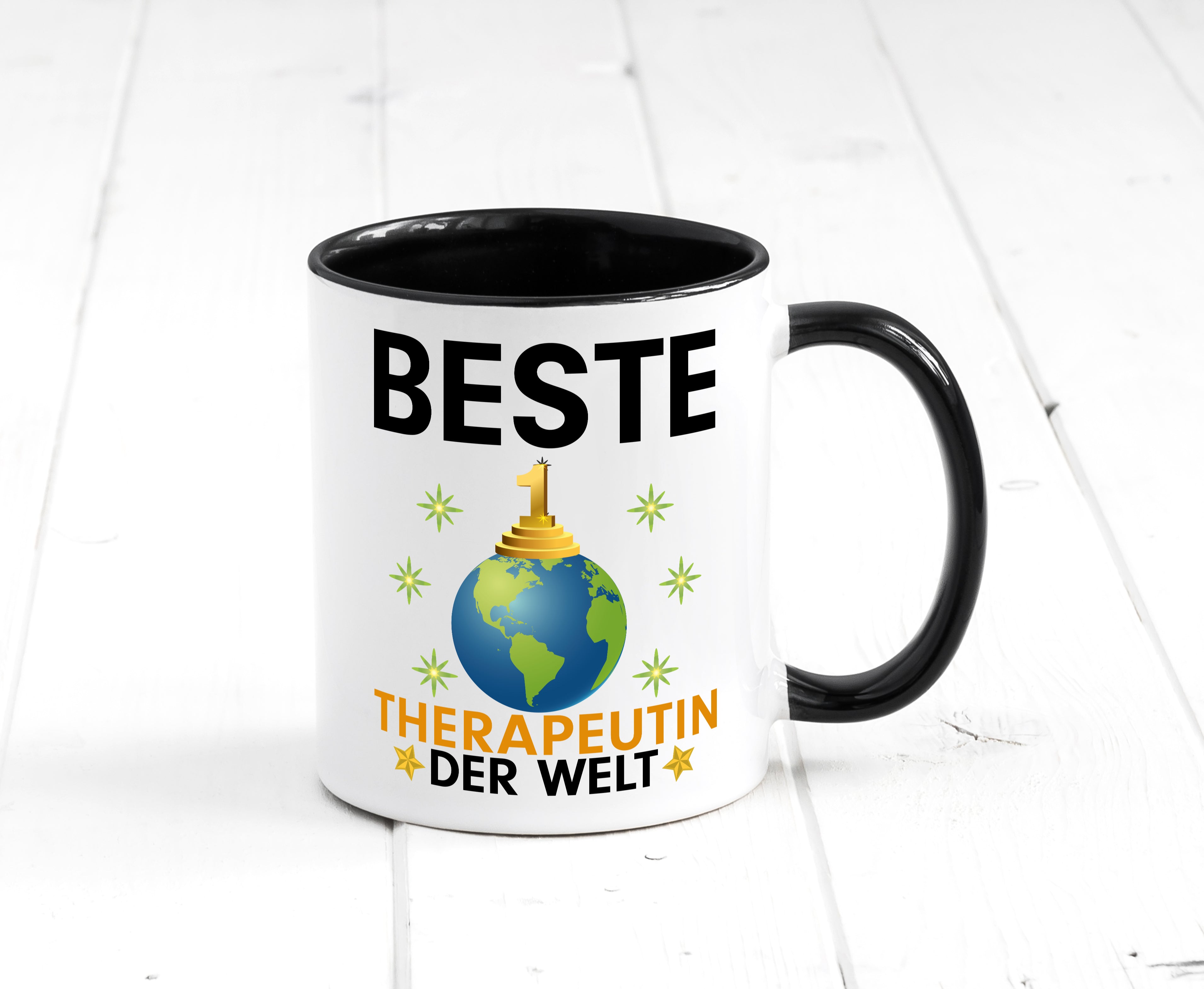 Welt Beste Therapeutin | Psychotherapie | Therapie Tasse Weiß - Schwarz - Kaffeetasse / Geschenk / Familie