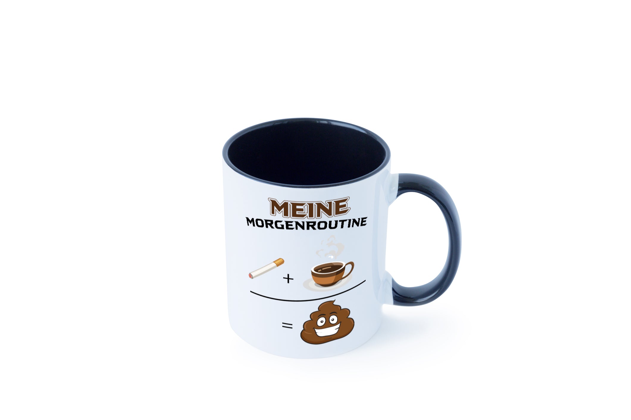 Meine Morgenroutine Tasse Weiß - Schwarz - Kaffeetasse / Geschenk / Familie