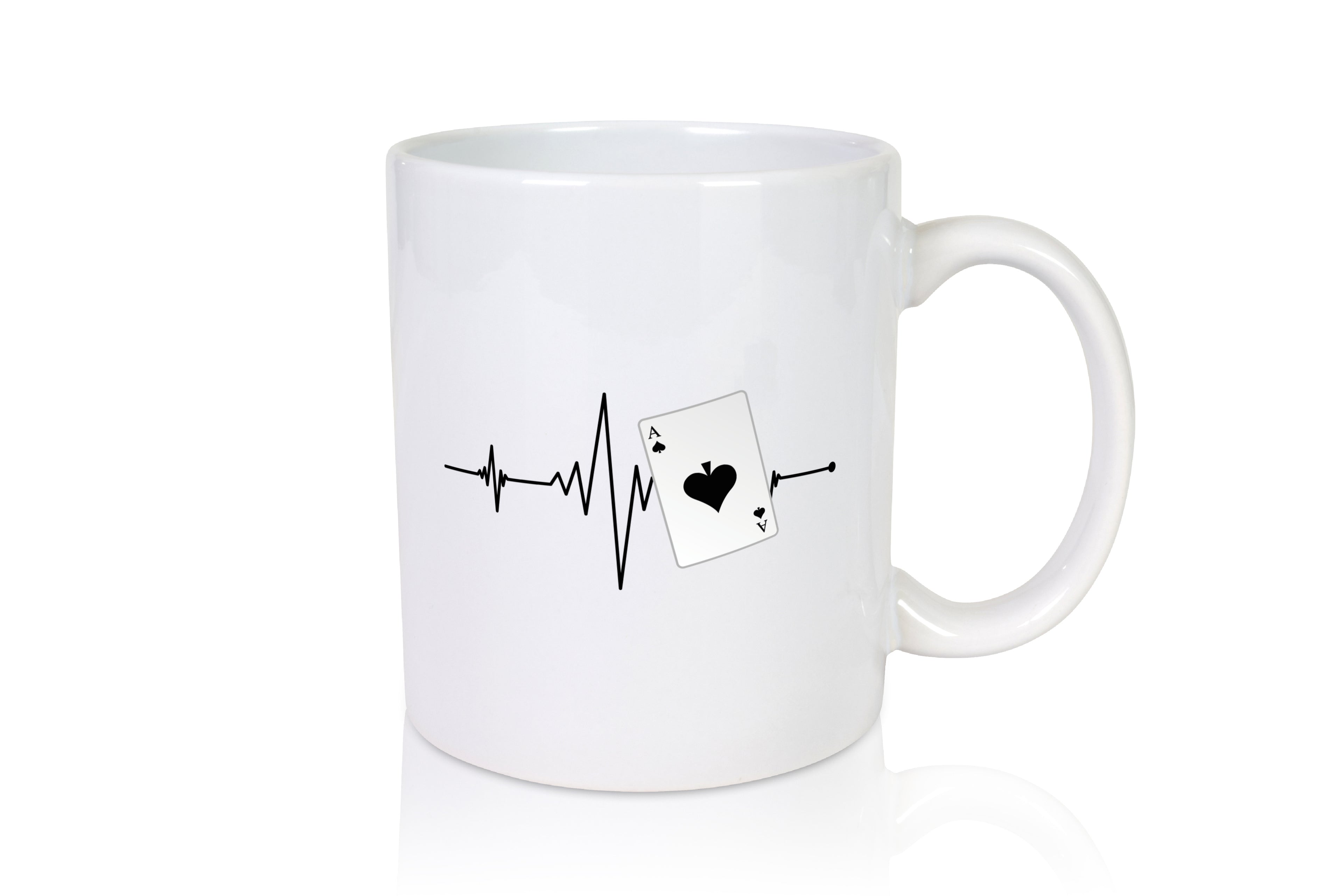 Karten Herzschlag | Poker Karte | Pik Ass | Spieler - Tasse Weiß - Kaffeetasse / Geschenk / Familie